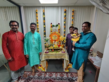 Bharat (far right) at Ganesh festivities